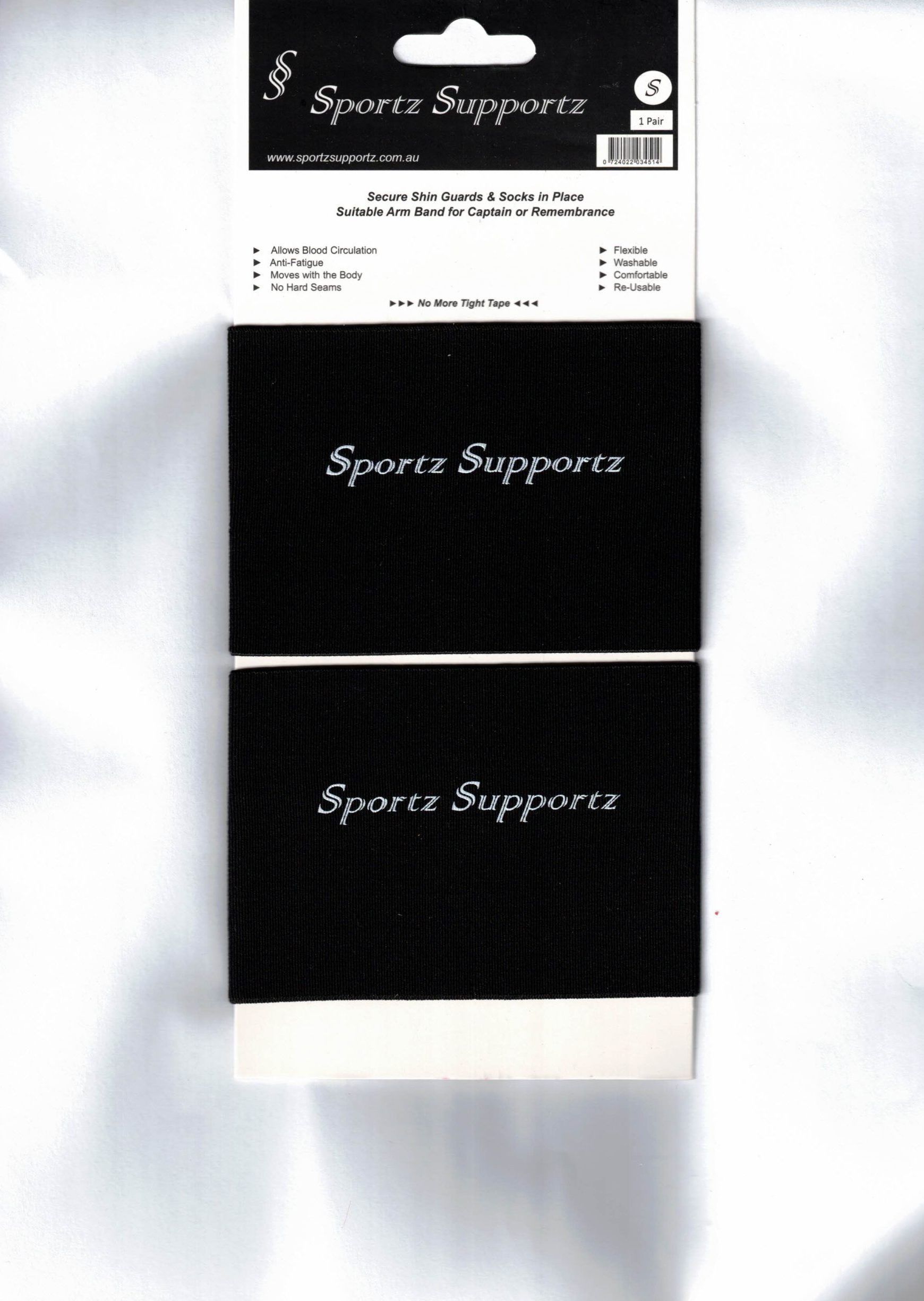 1 Pair Shin Guard Stay / Sock Stay / Armband </br> Black </br> Small