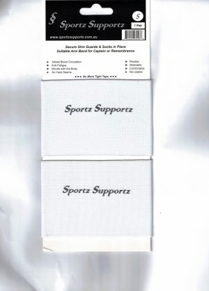 1 Pair Shin Guard Stay / Sock Stay / Armband </br>White</br> Small
